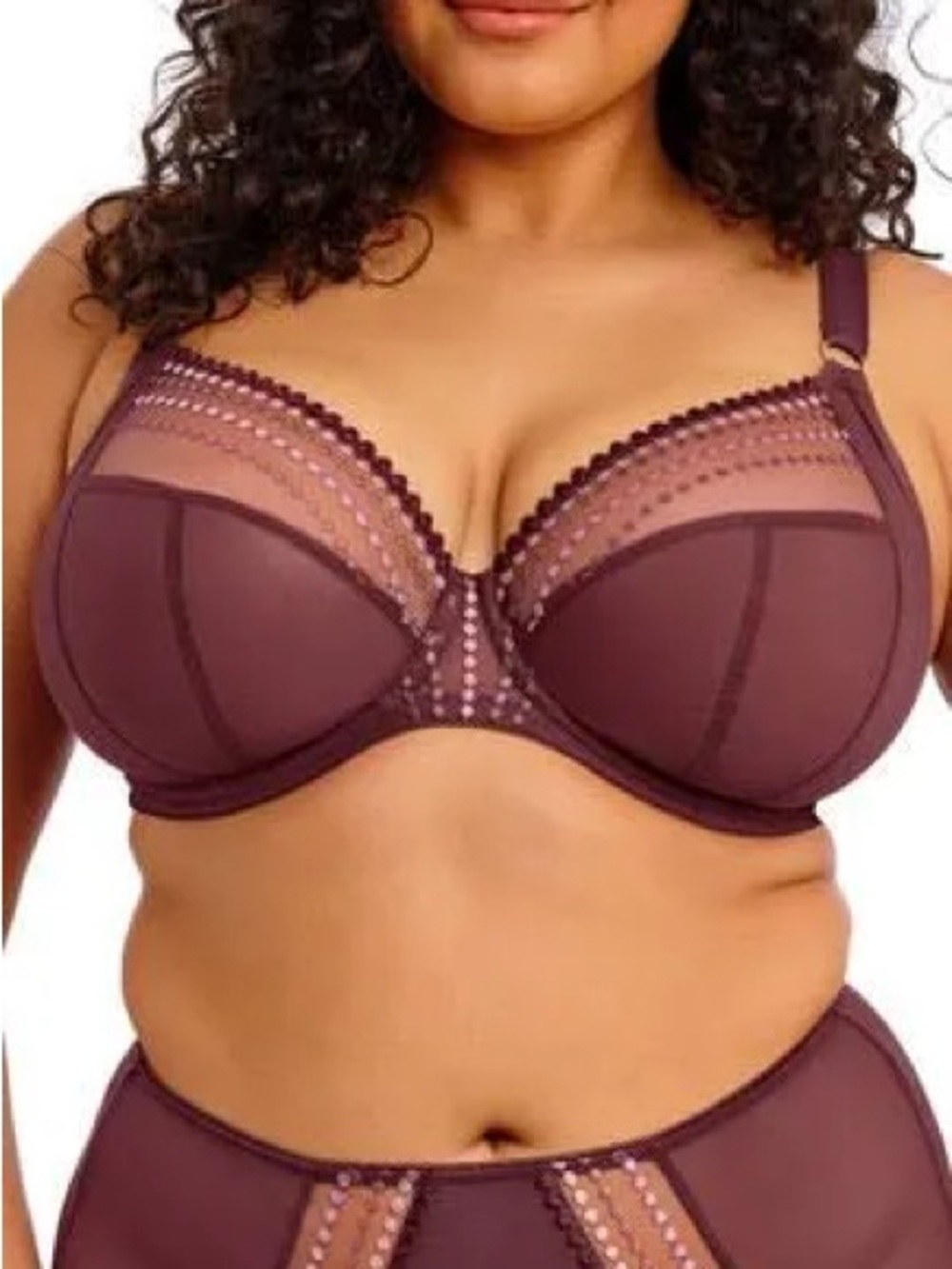 Elomi Matilda Sugarplum Full Cup Underwire Bra with Sheer Embroidered Panels 40G